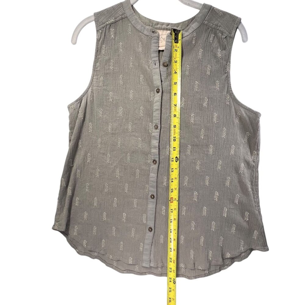 Anthropologie Vanessa Virginia Sleeveless Top Button Down Metallic Embroidery 8 - Picture 9 of 11